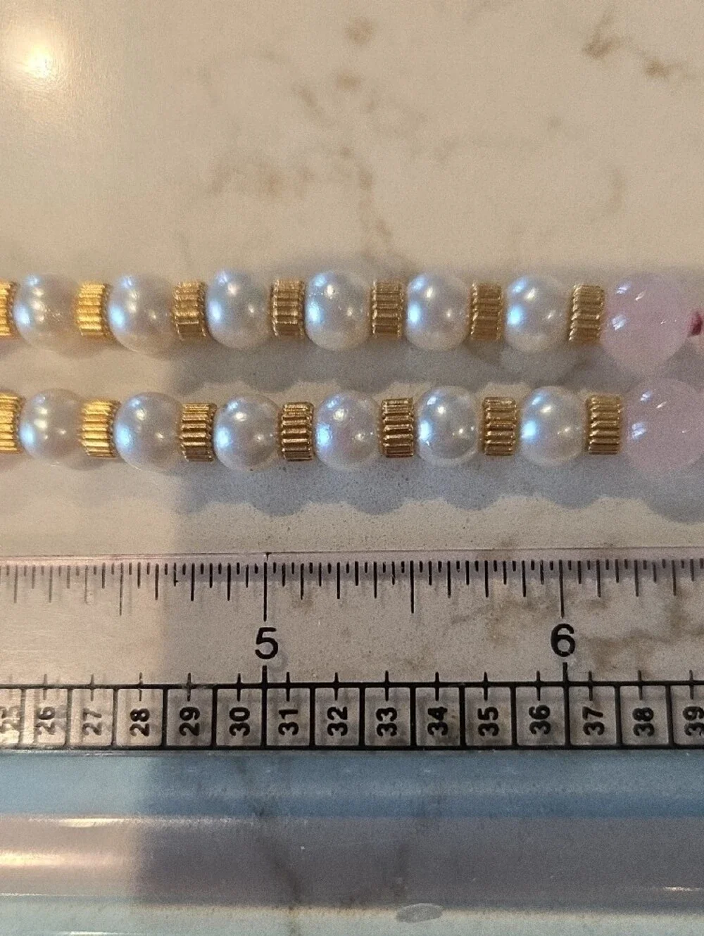Elegant Pink Beaded Necklace with 14K Gold Accents